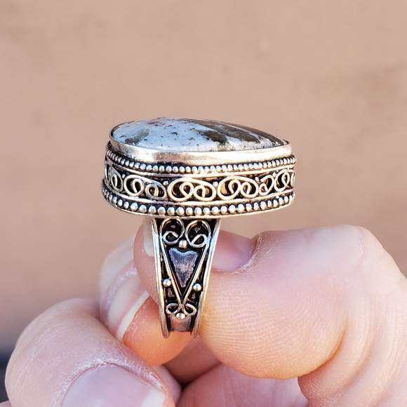 New Green Tourmaline In Quartz 925 Silver Ring. - Picture 11 of 16